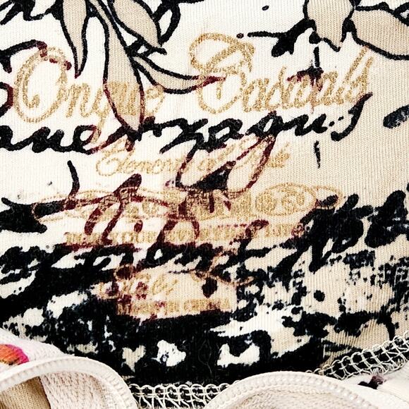 Onque Casuals Tan Multicolor Floral Paris Print Full Zip Cardigan Large - Picture 5 of 5